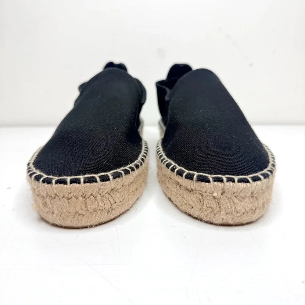 Spain Coastal Resort Neutral Platform Slip On Canvas Jute Espadrille 11 41 Black
